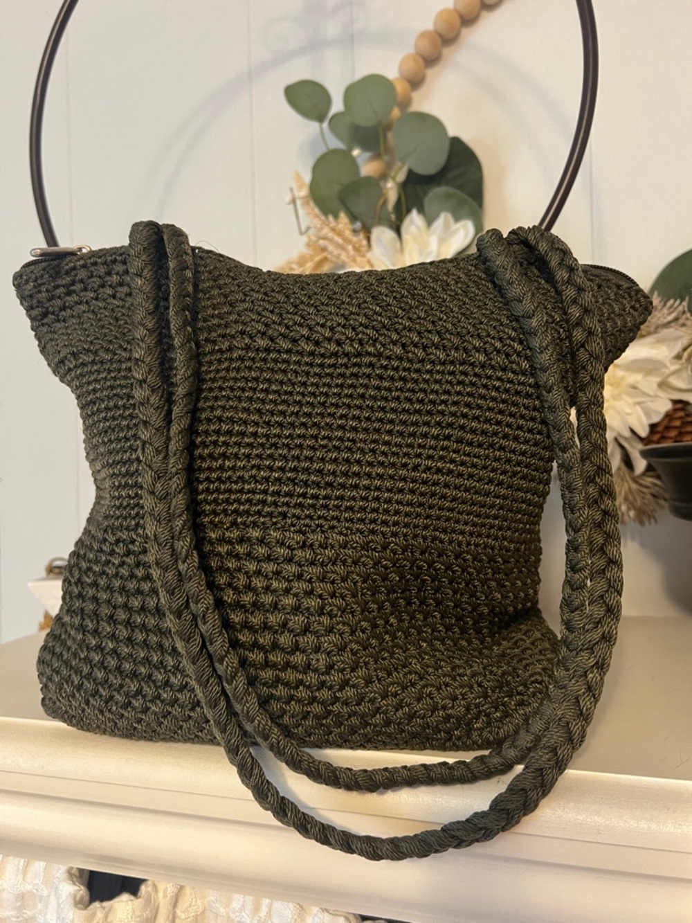 Handwoven Olive Green Shoulder Bag